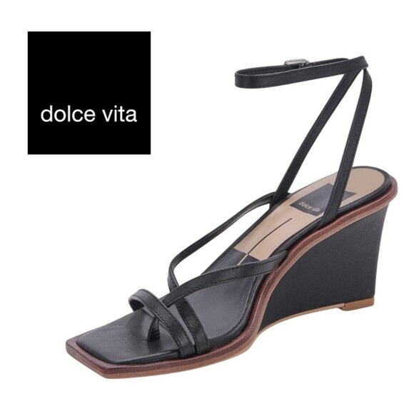 Dolce Vita Shoes - Dolce Vita | Black Leather Gemini Wedge Sandles | Size 7